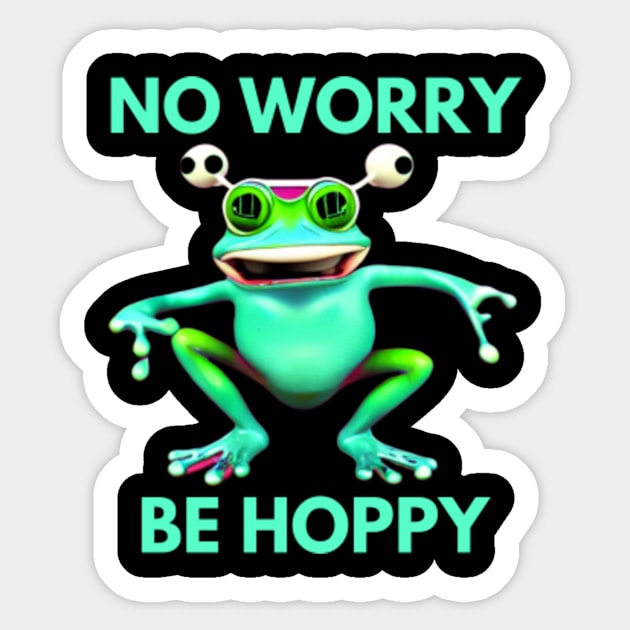 Frog No Worry Be Hoppy Sticker by divawaddle